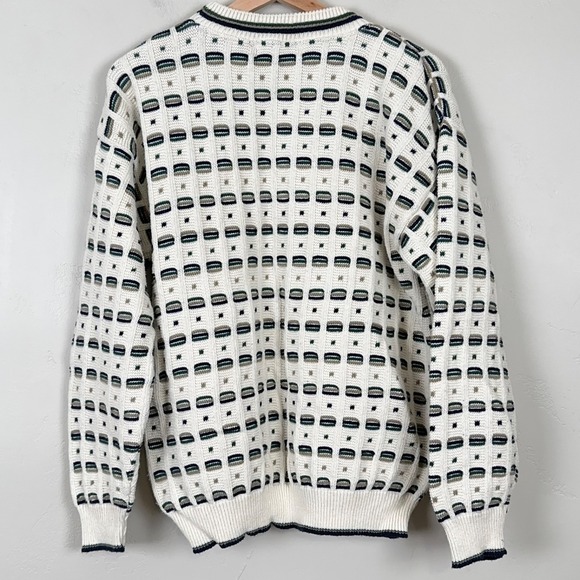 bill blass Other - Vintage Sweater Men M 90s Grandpa Retro Geometric Textured Crewneck Pullover